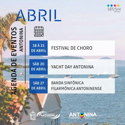 Agenda de eventos para o mês de abril em Antonina