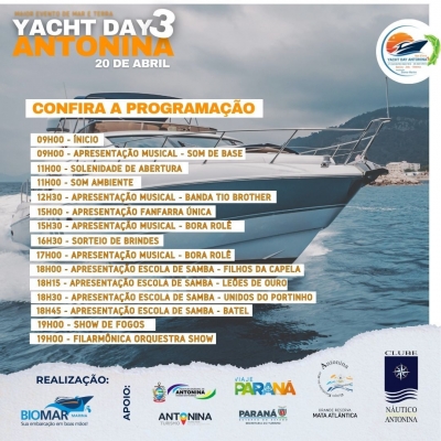 Prefeitura de Antonina disponibiliza a programação do 3º Yacht Day