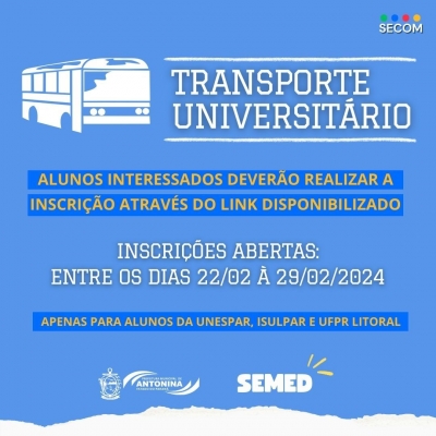 Prefeitura de Antonina abre cadastramento para transporte acadêmico 2024