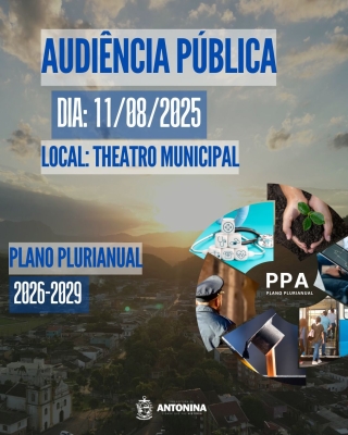 Prefeitura de Antonina convida a população a comparecer da Audiência Pública do Plano Plurianual 2026-2029
