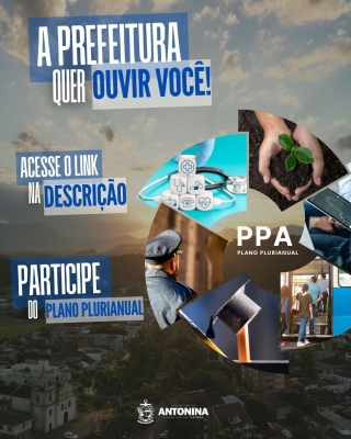 Prefeitura de Antonina divulga formulário para participação popular no PPA 2026 - 2029