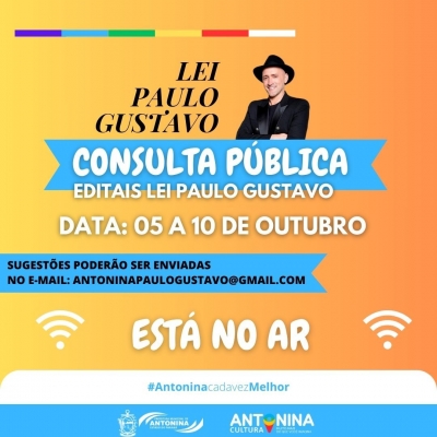 Prefeitura de Antonina inicia Consulta Pública sobre Editais referentes a Lei Paulo Gustavo