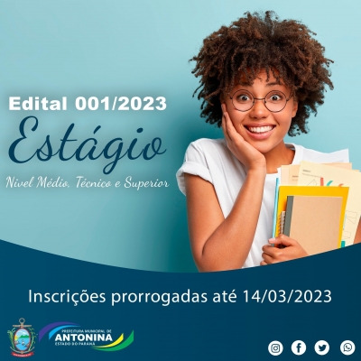 Prefeitura de Antonina prorroga inscrições de estagiários para 2023