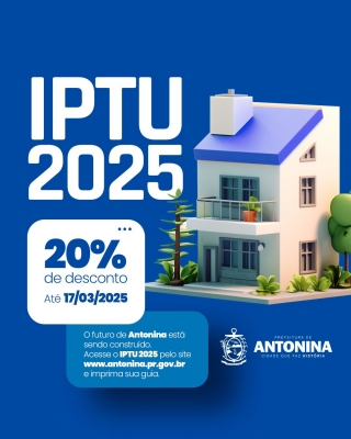 IPTU 2025 de Antonina já está disponível com descontos para pagamento antecipado