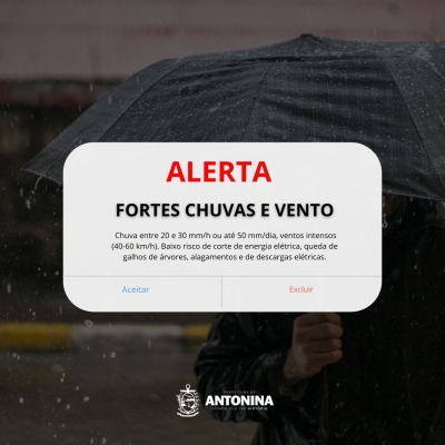 Defesa Civil de Antonina emite alerta para chuvas intensas para os próximos dias