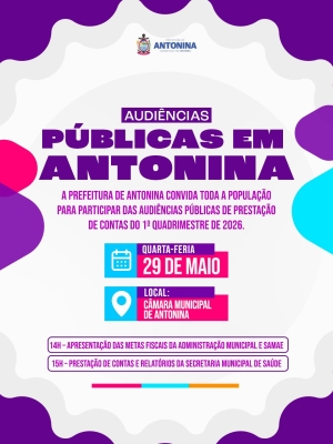 Antonina realiza audiências públicas para prestação de contas do 1º quadrimestre de 2026