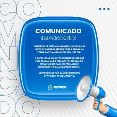 COMUNICADO IMPORTANTE – FALTA DE ENERGIA NA PONTA DA PITA