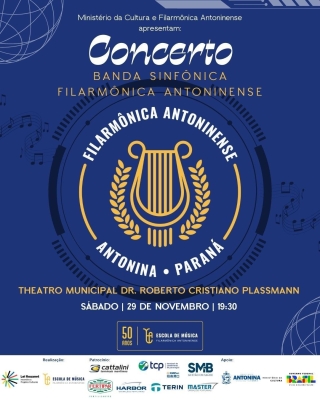 Antonina recebe concerto especial da Banda Sinfônica Filarmônica Antoninense no Theatro Municipal