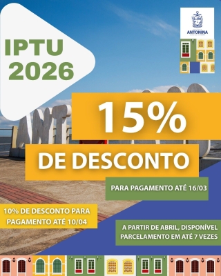 Prefeitura de Antonina divulga IPTU 2026 com descontos para pagamento em cota única