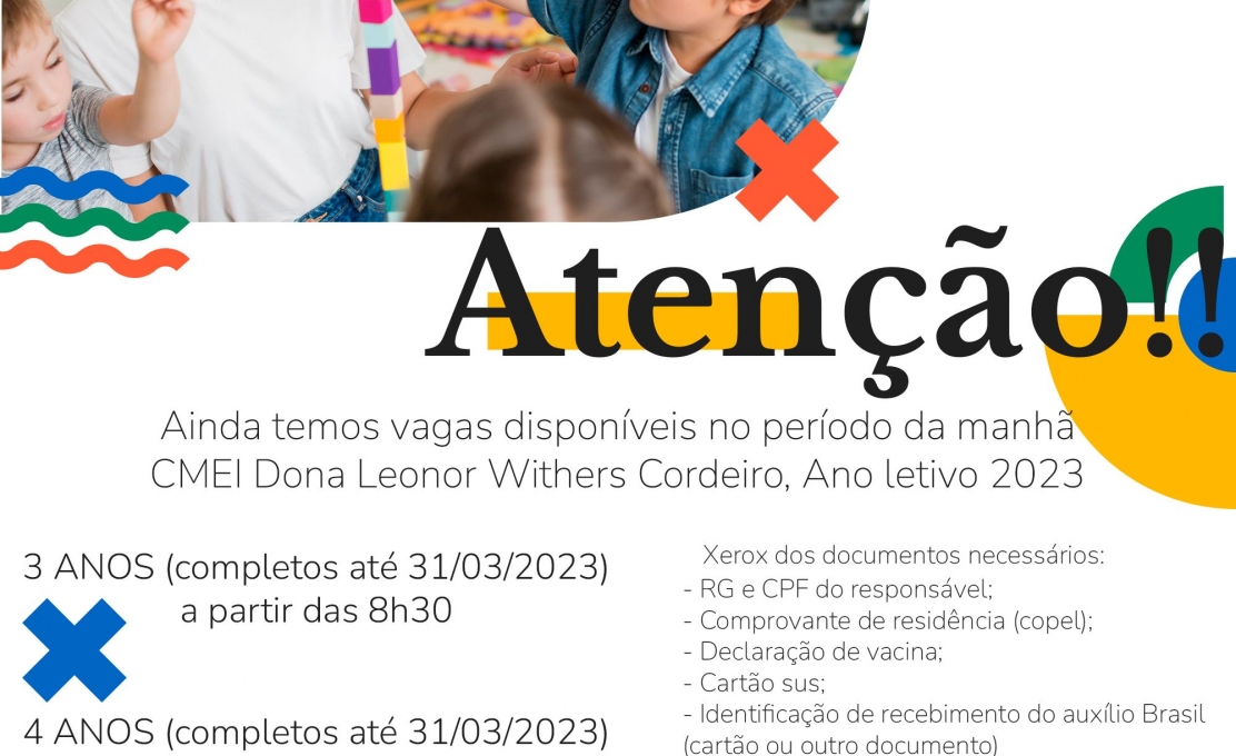 Prefeitura De Antonina Informa Que Ainda Existem Vagas Disponíveis Para O Cmei