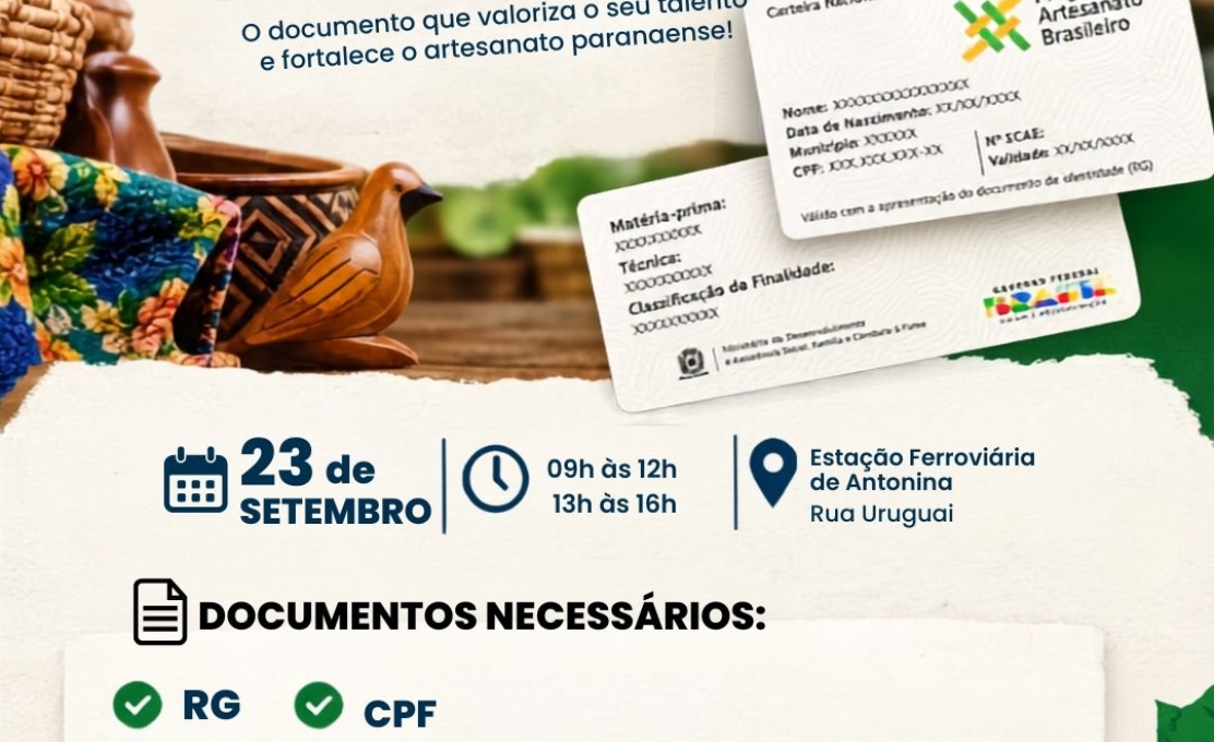 Antonina recebe ação para emissão da Carteira Nacional do Artesão