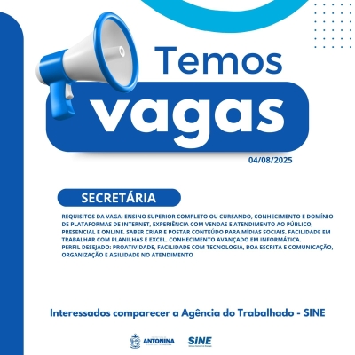 Vaga Disponível – 04/08/2025