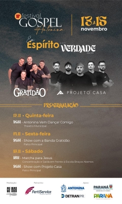 Antonina se prepara para receber o 18º Festival Gospel de Antonina com o tema: Em Espírito e Verdade 