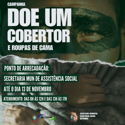 Antonina promove campanha: doe um cobertor.