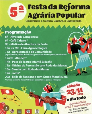 Venha participar da 5ª Festa da Reforma Agrária Popular