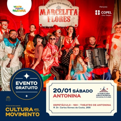 Agenda Cultural em Antonina, venha prestigiar o espetáculo Marcelita Flores no Theatro Municipal