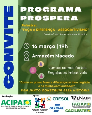 Acipa convida a população quem deseja fazer parte do time de desenvolvimento econômico e social de Antonina