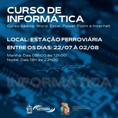 Prefeitura de Antonina disponibiliza curso de informático a população