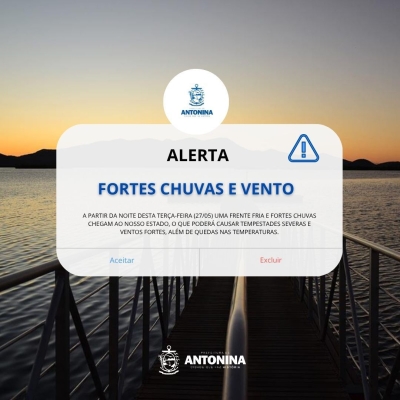 Prefeitura de Antonina alerta a população sobre temporais e frio intenso no Paraná