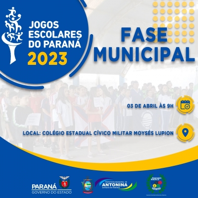 A Fase Municipal do 69ª Jogos Escolares do Paraná inicia na próxima segunda-feira (03)