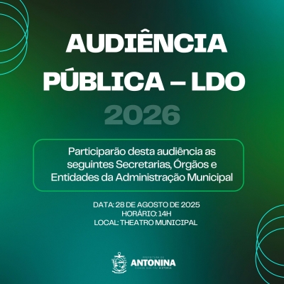 Prefeitura de Antonina convoca população para Audiência Pública da LDO 2026