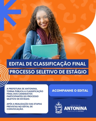 Prefeitura de Antonina divulga classificação final do Processo Seletivo de Estágio