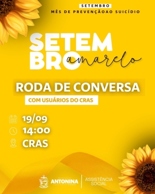 Prefeitura de Antonina promove Roda de Conversa no CRAS em alusão ao Setembro Amarelo