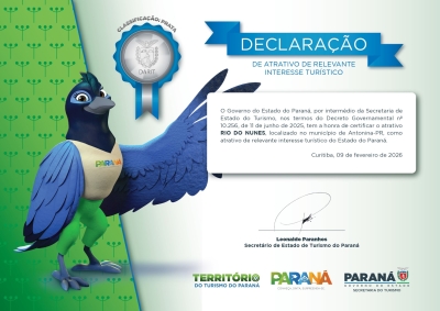 Antonina recebe certificado que reconhece o Rio do Nunes como atrativo relevante turístico