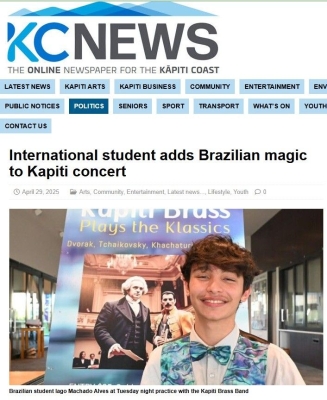 Jovem Antoninense Iago Machado conquista destaque internacional ao integrar banda de Nova Zelândia