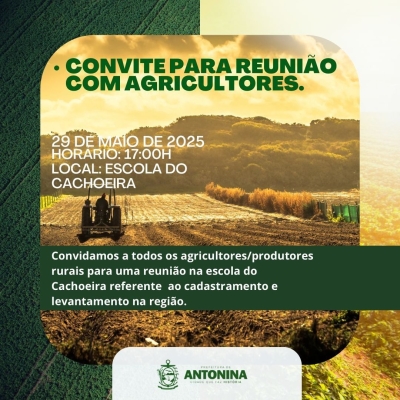 Prefeitura convida agricultores para reunião na localidade do Cachoeira