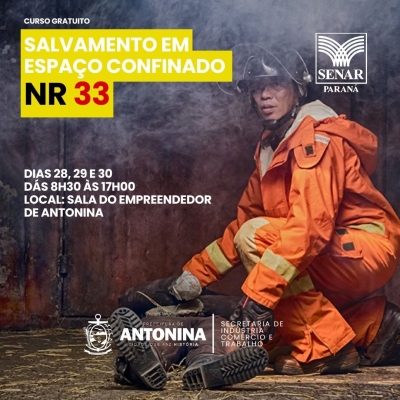 Prefeitura de Antonina oferece curso gratuito de Salvamento em Espaço Confinado – NR33