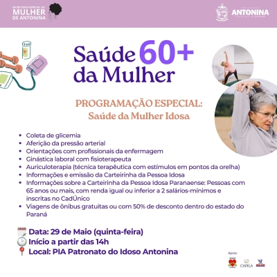 Prefeitura de Antonina realiza programação especial sobre a saúde da mulher idosa 