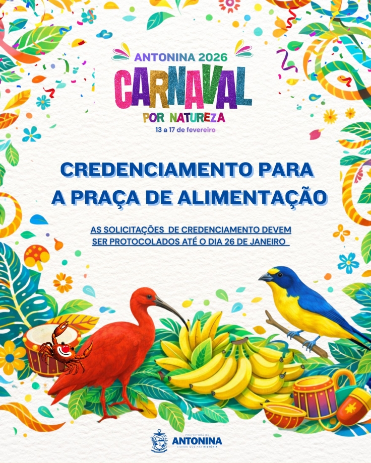 Prefeitura de Antonina abre credenciamento para Praça de Alimentação do Carnaval 2026