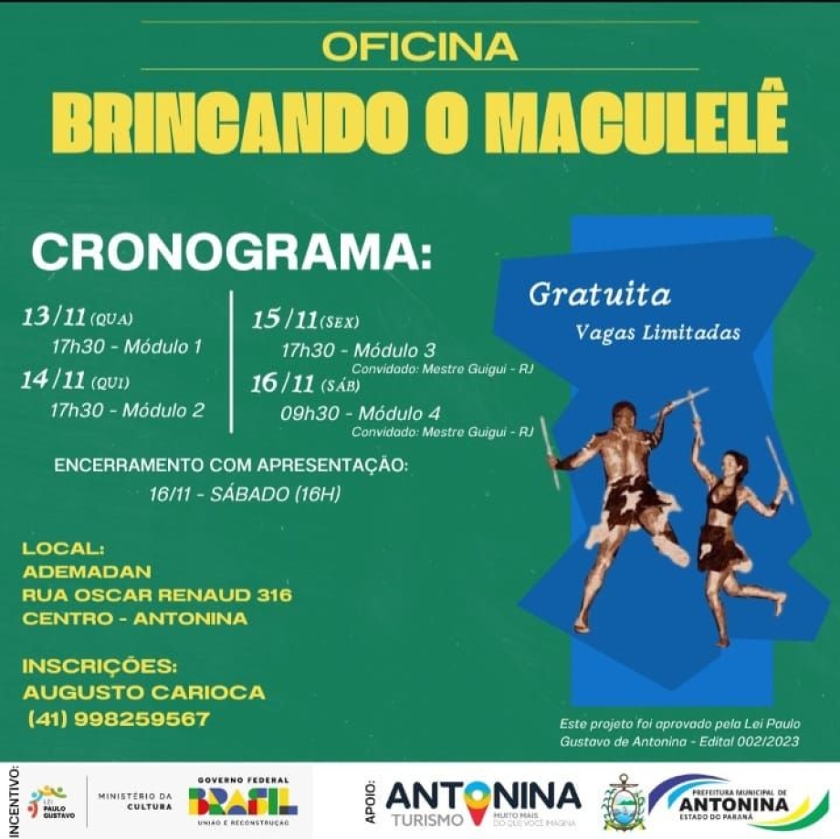 OFICINA GRATUITA: Brincando o Maculelê